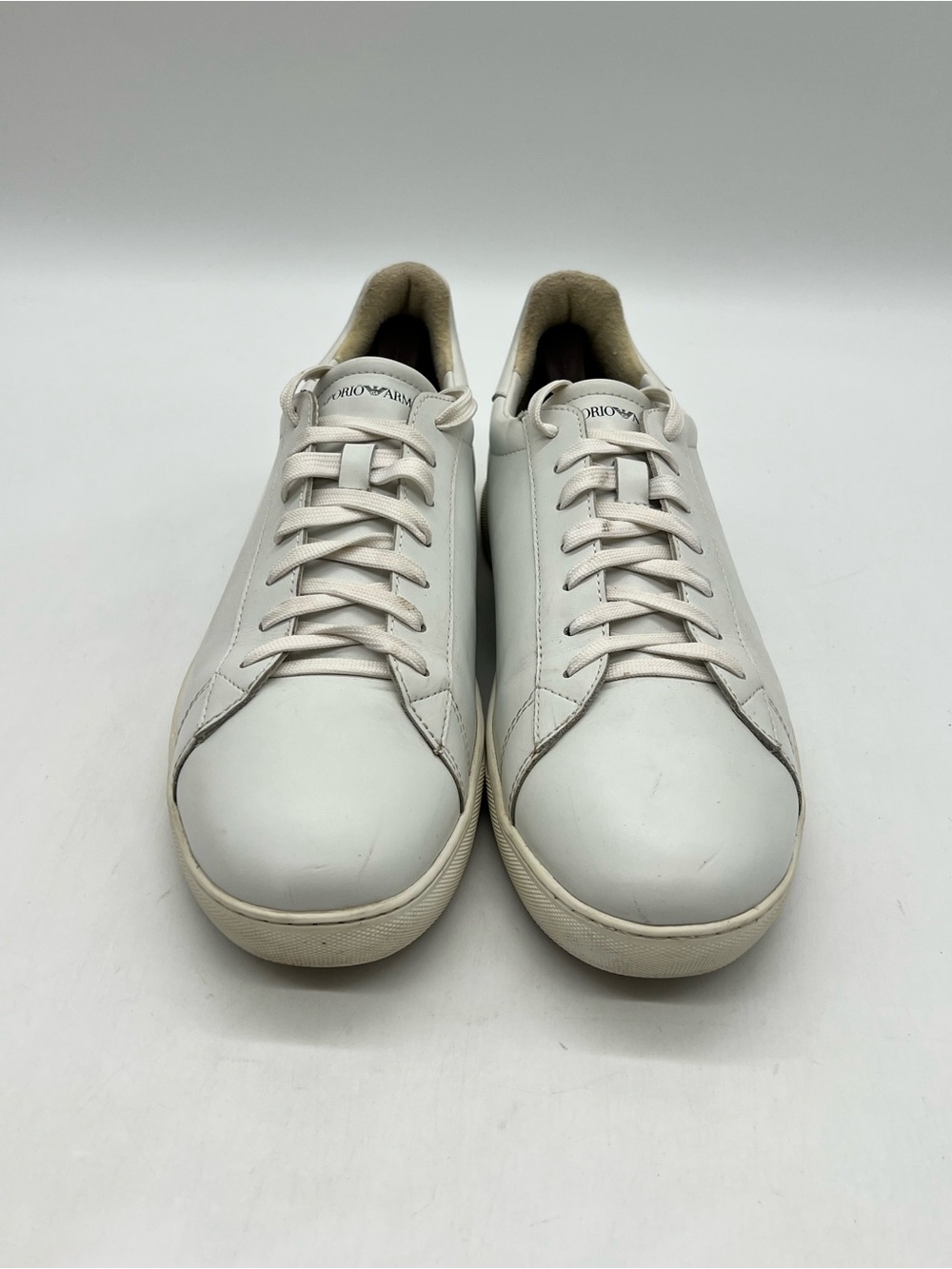 Emporio Armani Bovine White Leather Casual Men’s Size 11M Fashion Sneakers.